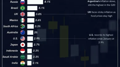 تورم در کشورهای عضو گروه بیست در سال ۲۰۲۵