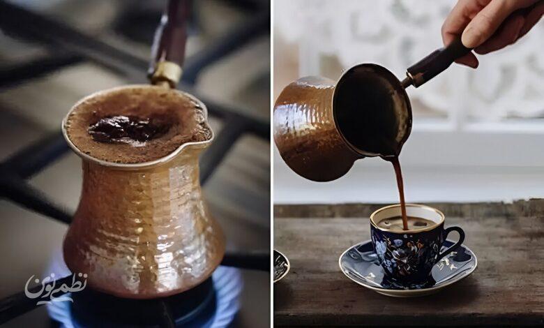 طرز تهیه قهوه ترک روی گاز با شیر جوش