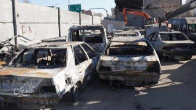 ماشین سوخته در اغتشاشات تهران