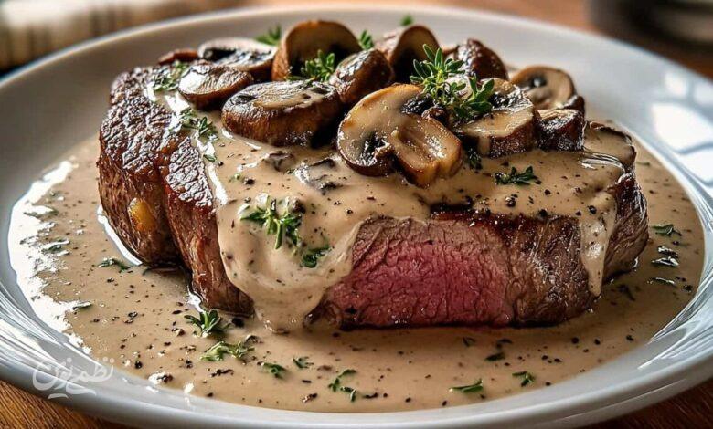 گوشت گوساله با سس قهوه