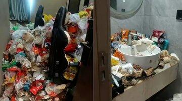 گیمر چینی اتاق هتلی را به ویرانهای از زباله تبدیل کرد/ عکس