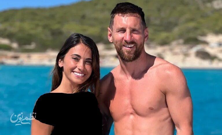 لیونل مسی و همسرش
