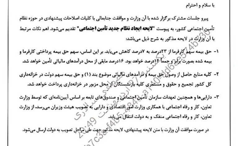 هشدار رئیس فراکسیون کارگری مجلس درباره لایحه «ایجاد نظام جدید تامین اجتماعی» +سند لایحه