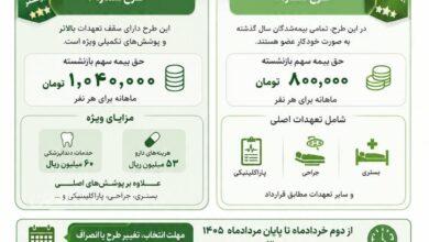 جزئیات قرارداد بیمه تکمیلی درمان بازنشستگان کشوری با بیمه دی +اینفوگرافی