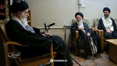 دیدار رهبر شهید و مرحوم شبیری زنجانی و آیت الله مجتبی خامنه ای