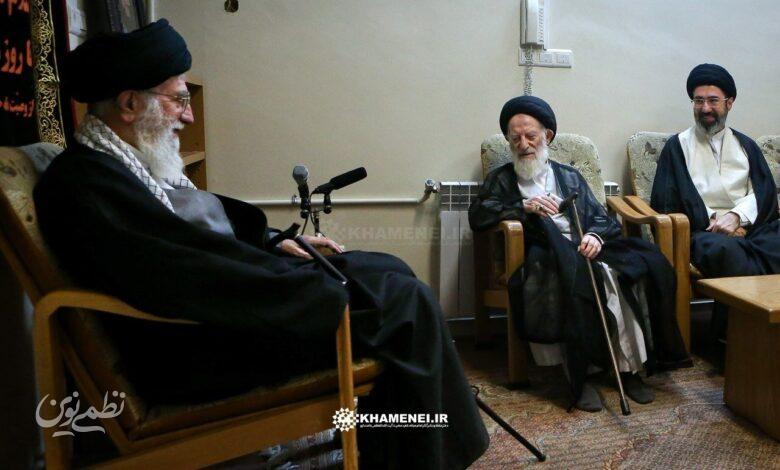 دیدار رهبر شهید و مرحوم شبیری زنجانی و آیت الله مجتبی خامنه ای